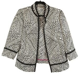 Chico's‎ Black and White Striped Blazer Jacket Size Small